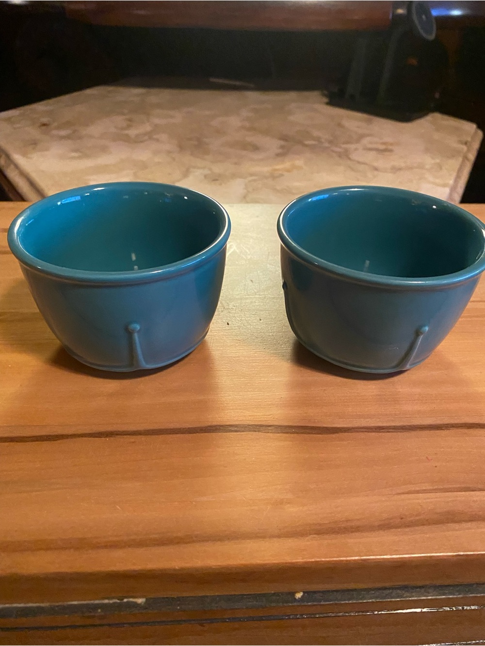 Princess House Pavillion del Mar Teal Blue Party Bowls Set of 2